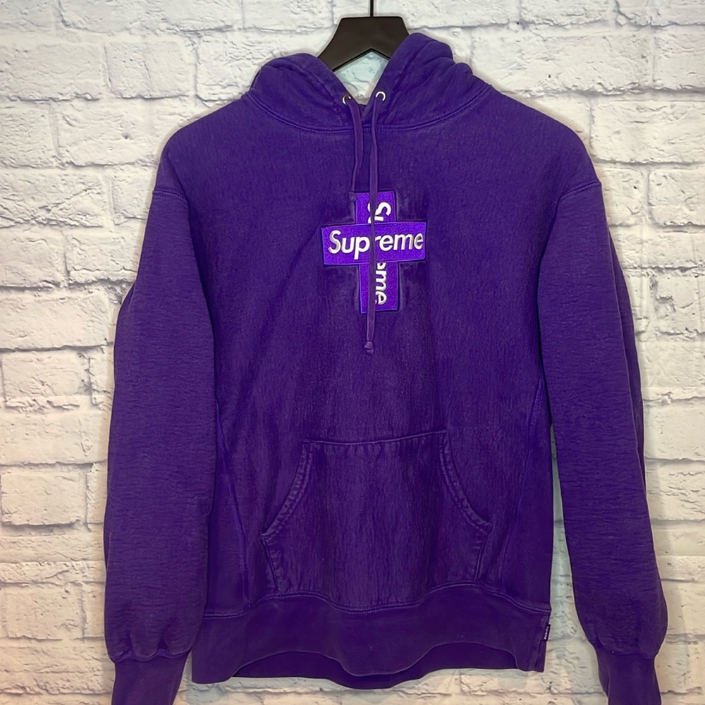 Supreme Cross Box Logo Purple Hoodie
